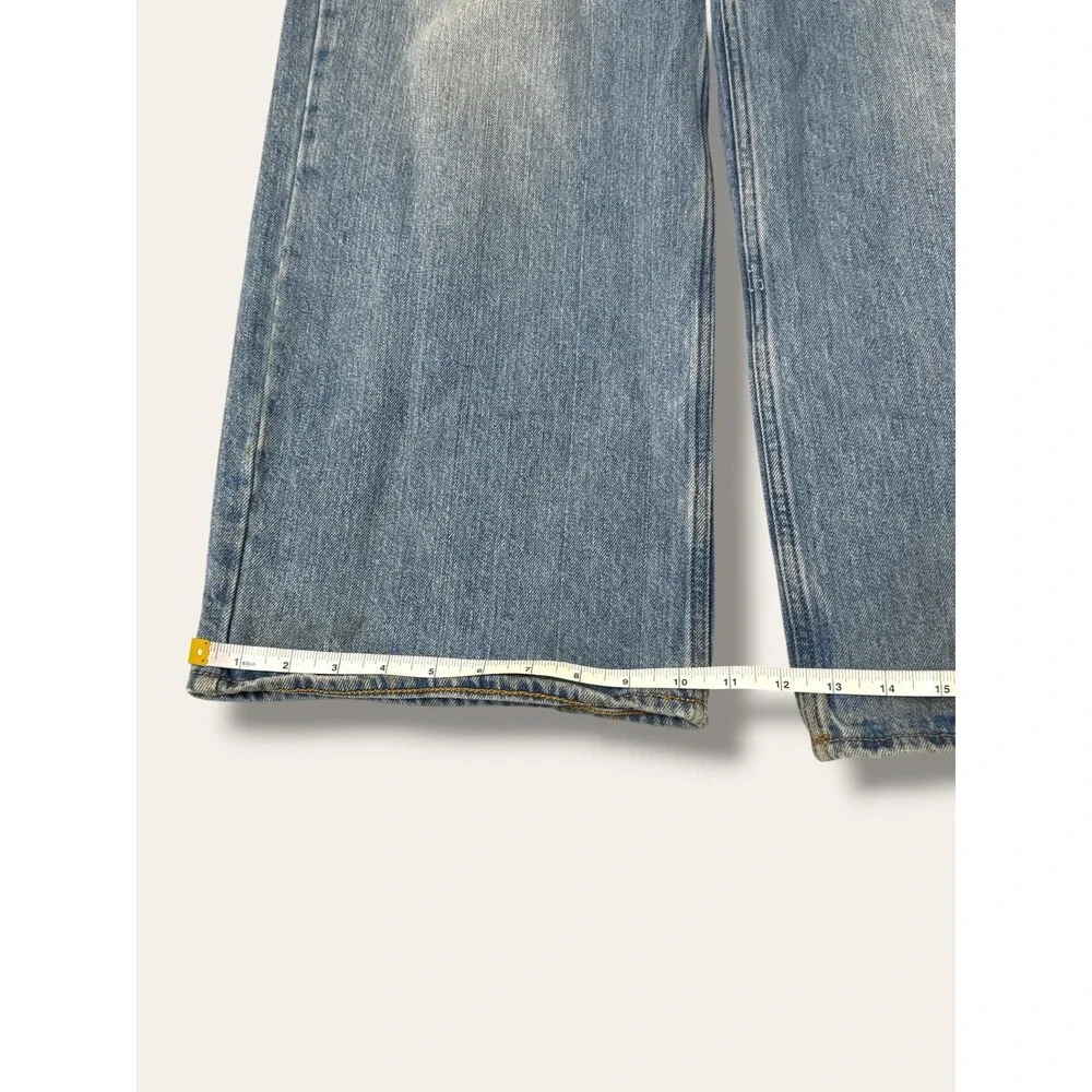 ASOS DESIGN Jeans Mens 34 30 Light Wash Relaxed Wide Leg Straight Distressed - Picture 7 of 9